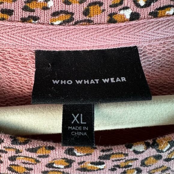Who What Wear Pink Leopard Print Top Jersey knit animal print balloon sleeve - Picture 4 of 8